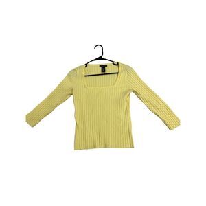 Medium NY&CO light yellow light weight ribbed knit sweater with square neckline